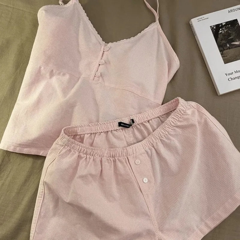 2025 New Cotton Sleepwear Women's Summer Short Sleeved Shorts Cute Women's Home Clothing Set Женская Пижама - Matrix-studios.com