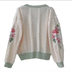 Betty's Garden Cardigan with Floral Embroidered Folklore Patch Cosy Knitted Sweater TS Cardigan Folklore Women TayTay Fan-made - Matrix Studios