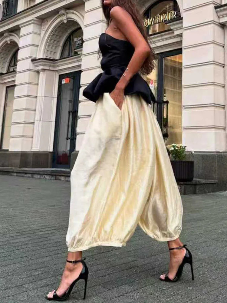 New Summer Off Shoulder Slim Fit Party Suit Elegant Temperament Solid Outfit Ladies Sexy Strapless Top And Pants Two Piece Set - Matrix-studios.com