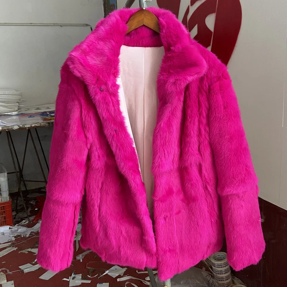 Fancy Rani Real Fur Coat Women Natural Rabbit Winter Jacket Leather And Fur Women's Long Clothing Female Outerwears With 2025 - Matrix Studios