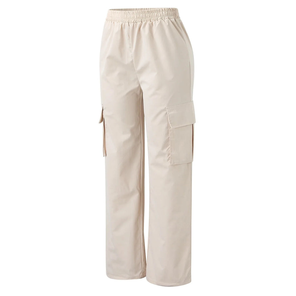 Fashion Women Baggy Joggers Pants Casual Communte Female Chic Straight Cargo Pant Elastic High Waist Elegant Oversized Trousers - Matrix-studios.com