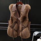 Faux Fur Plush Vests Women Loose Sleeveless Waistcoats Female 2024 New Autumn Winter Fashion Outwears Lady PU Leather Fur Vest - Matrix Studios