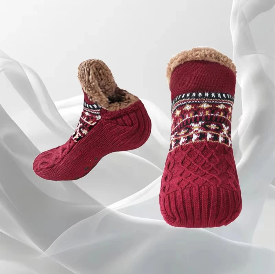 6/5/4/3/2/1Women's Warm Solid Color Floor Socks Non Slip Plush Knitted Coral Fleece Socks No Show Socks - Matrix Studios