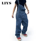 Overalls for Men Denim Suspenders Simple Baggy Jeans Men's Street Casual Solid Mid Waist Loose Washed Jumpsuits Length Tracksuit - Matrix Studios