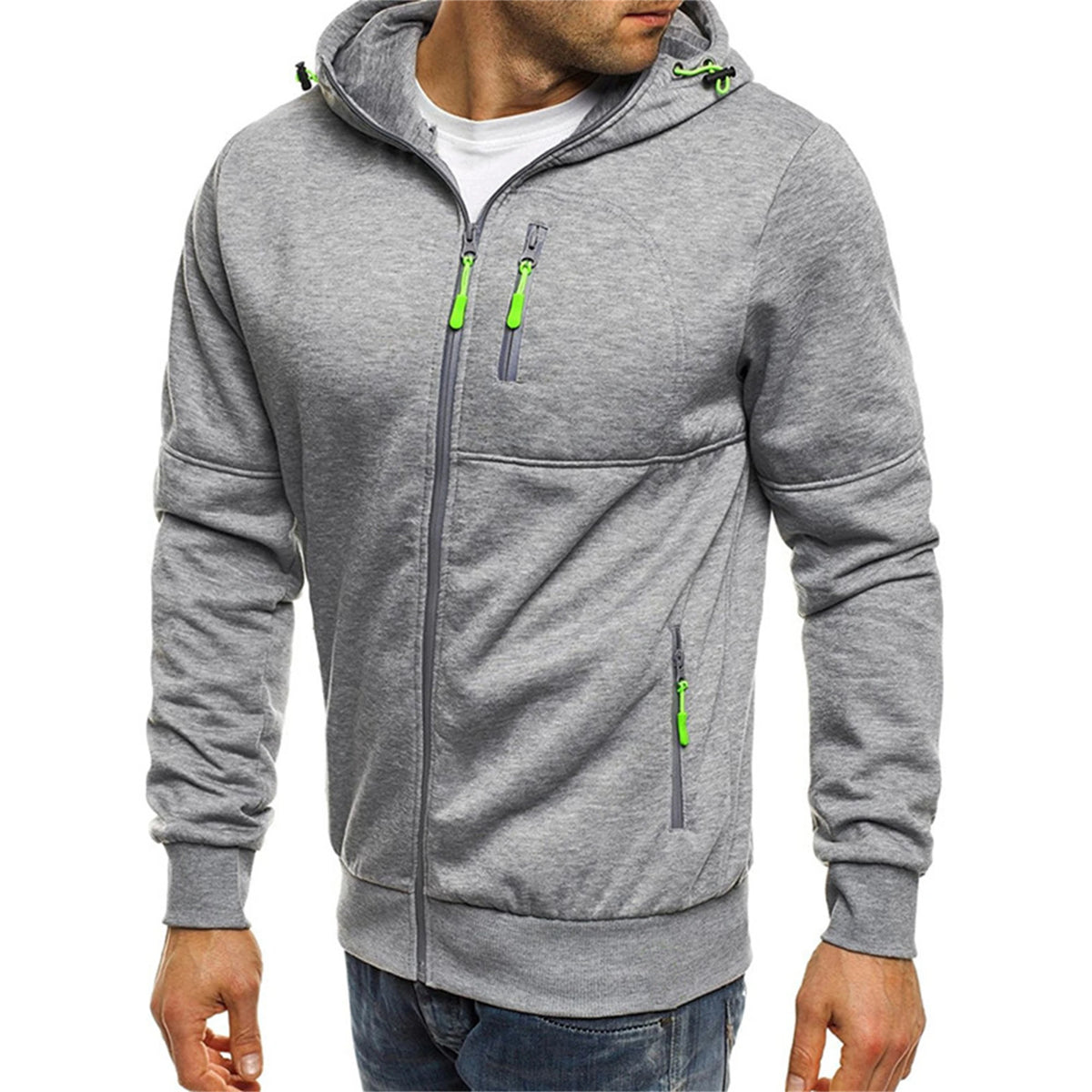 Solid color men's hooded jacket Casual long-sleeved hoodie Zipper Gym sports hoodie Spring Fall - Matrix Studios
