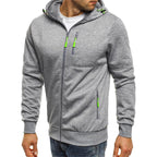 Solid color men's hooded jacket Casual long-sleeved hoodie Zipper Gym sports hoodie Spring Fall - Matrix Studios