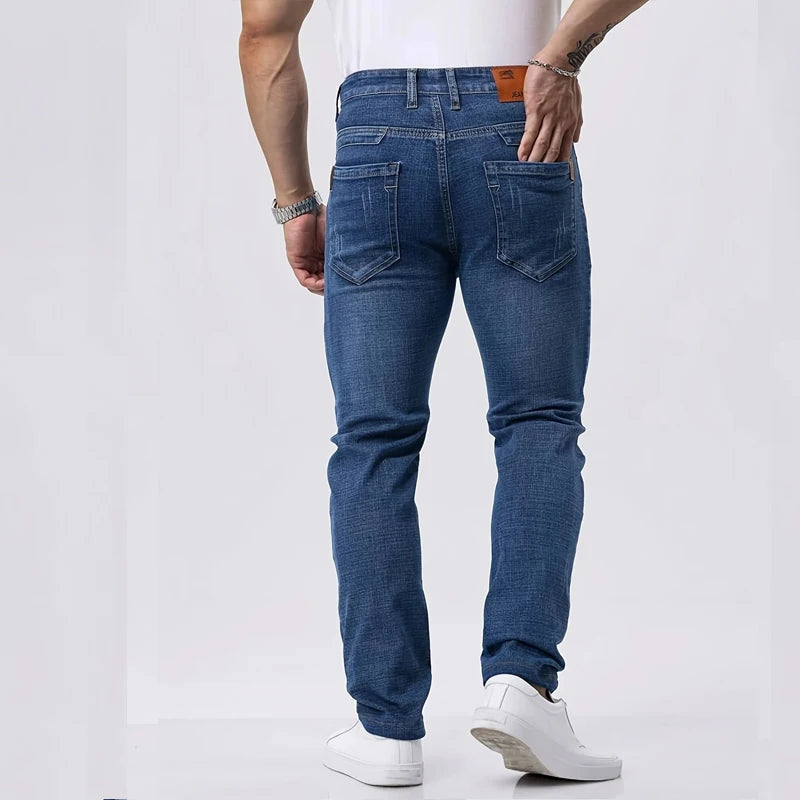 Spring Autumn Business Men Jeans Casual Straight Stretch Fashion Classic Black Sky Blue Grey Work Denim Trousers Brand Clothing - Matrix Studios
