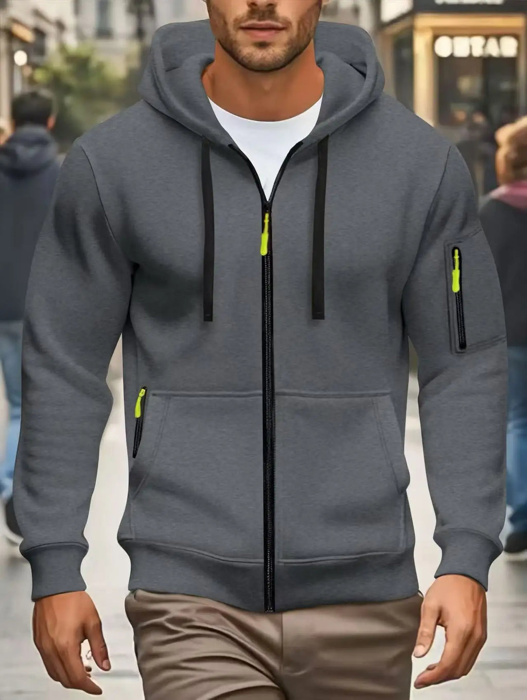 Men Autumn and Winter New Hoodies Long Sleeve Sweatshirt Pocket Zipper Design Hooded Sweatshirt Men Sportswear Casual Jacket - Matrix Studios