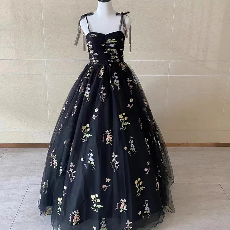 Luxury Floral Embroidery Long Prom Evening Wedding Shooting Dresses Women 2025 Summer Party Formal Occasions Reception Dress - Matrix-studios.com