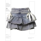 Women's Blue Black Riveted Belt Denim Skirt Y2K Harajuku High Street Fashion 90s Sexy A-line Mini Skirt Summer Clothing 2026 New - Matrix-studios.com