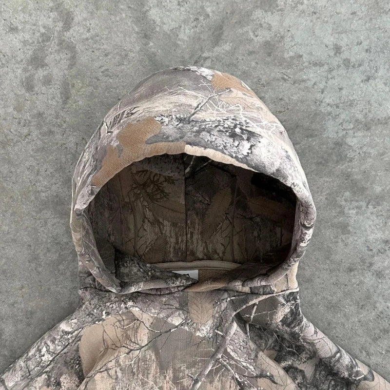 Y2K Retro Hoodie Men Printed Camouflage Pattern Pullover Sweatshirts High Street Hip Hop Streetwear Oversized Unisex Camo Hoodie - Matrix Studios