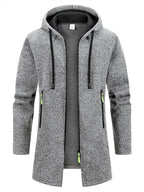 Men's Retro Zipper Jacket Mid Length Windbreaker Spring Autumn Winter Fleece Warm Jackets Fashion Casual Patchwork Yarn Coat - Matrix Studios