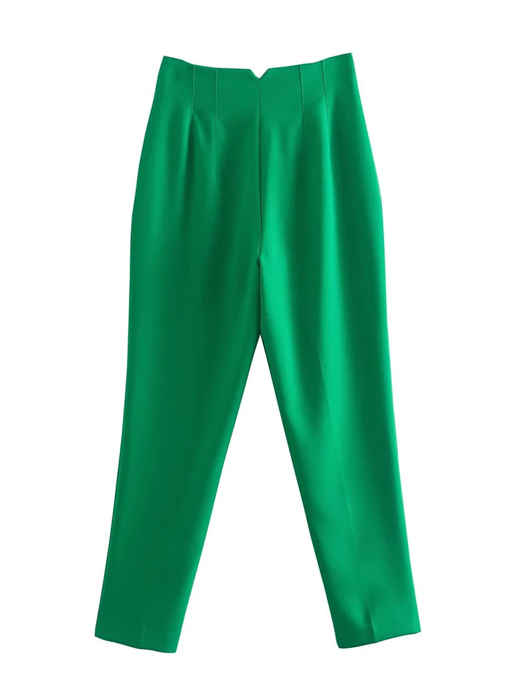 Willshela Women Fashion Straight Pants High Waist Front Zipper Trousers Vintage Full Length Female Chic Lady - Matrix-studios.com