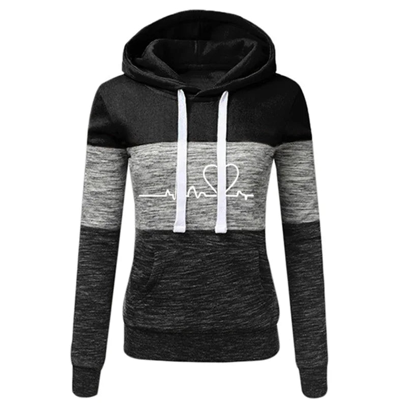Women Tracksuit Printing Hooded Sweatshirt Sweatpant Color Block Versatile Casual Jogging Pullovers Sport Trousers Outfits S-3XL - Matrix-studios.com