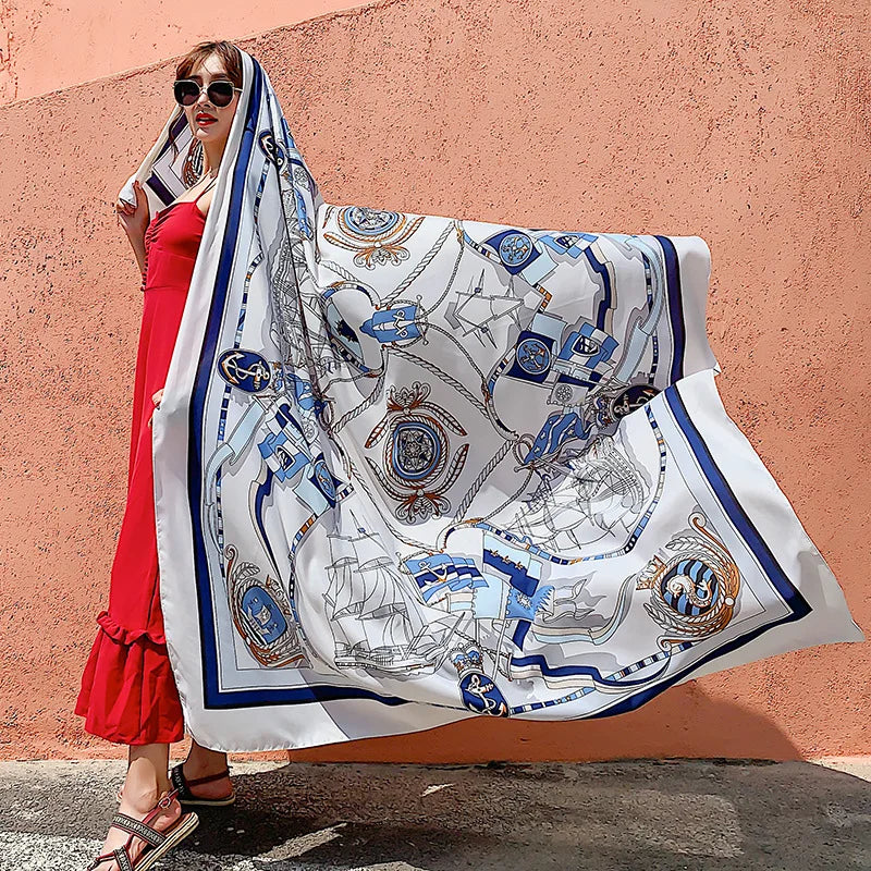 140x180cm Celebrity With The Same Cover-Ups Women Large Beach Dress Bikini Bathing Swimwear Sunburn Protection Sarong Wrap Scarf - Matrix Studios
