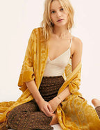 WeHello Burnout Velvet Kimono For Women Luxury Fashion Long Cardigan With Tassel Beach Cover-up Holiday Cardigan Shawl - Matrix Studios