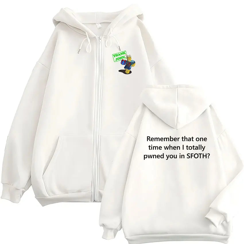 Funny Blame John Meme Zipper Hoodie Shedletsky Forsaken Fashion Autumn/Winter Sweatshirt Men Women Casual Oversized Coats Hoody - Matrix Studios