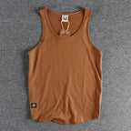 Summer New American Sleeveless O-neck Solid Color T-shirt Men's Fashion 100% Cotton Washed Casual Sports Fitness Basketball Vest - Matrix Studios