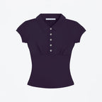 Tank Polo Collar Short-Sleeve T-Shirt, Slim-Fit Waist-Cinching Style, Slimming Hot Girl Style Crop Top, High-Elastic Slim-Fit Waist-Cinching Polo Shirt, Hot Girl Style for Layering or Wearing Alone - Matrix-studios.com