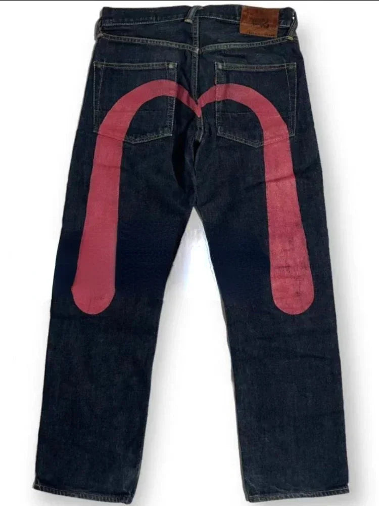 Jeans Women Gothic Y2K Retro Streetwear Black Cargo Punk Vintage Kpop Print Wide Leg Denim Panrts Female Autumn Trousers Pants - Matrix-studios.com