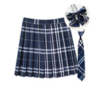 Women Summer Plaid Pleated Skirt With Necktie Bowtie Korean Jk Skirt Uniform Japanese School Preppy A Line Mini Skirts - Matrix-studios.com