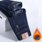 Winter Warm Fleece Jeans Men's Thick Thermal Casual Straight Denim Pants Male Business Work Stretch Trousers New Clothing - Matrix Studios