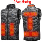 13 PCS Heated vest Jacket Fashion Men Women Coat Intelligent USB Electric Heating Thermal Warm Clothes Winter Heated Vest 열선조끼 - Matrix Studios