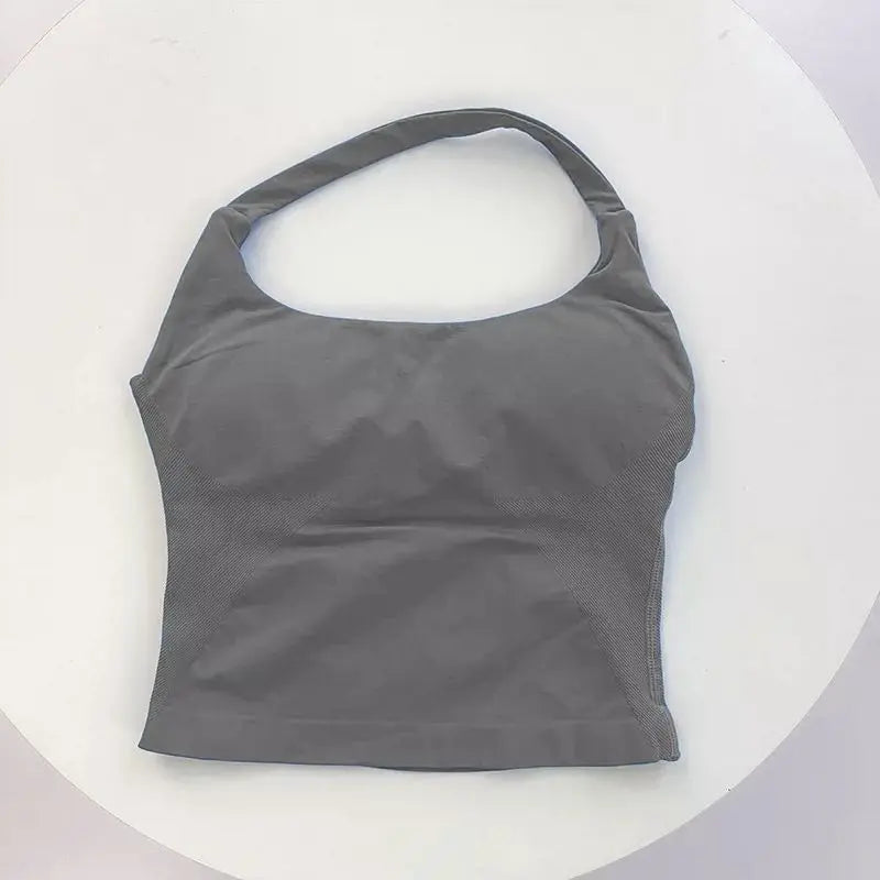 Women's Square Neck Deep Open Back Halter Bralette - Thick Straps, Slim-Fit, Removable Pads, Outerwear-Friendly Casual Top - Matrix Studios