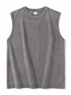 Men's Washed Sleeveless Tank Top 230G Heavyweight 100% Cotton Vintage Oversized Casual Summer Streetwear Shirt Vest - Matrix Studios