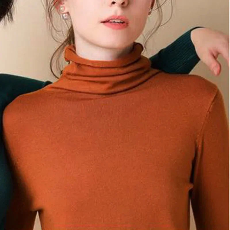 Autumn Winter Sweater Turtleneck Slim Fit Basic Pullovers 2025 Fashion Korean Knit Tops Bottoming Womens Sweater Stretch Jumpers - Matrix Studios