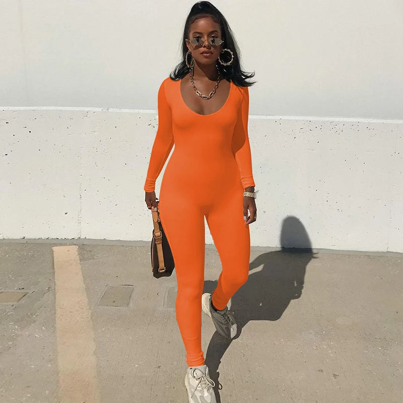 Dulzura Women 2024 Autumn Winter Long Sleeve Bodycon Streetwear Jumpsuit Overall One Piece Outfit Wholesale Items for Business - Matrix Studios