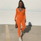 Dulzura Women 2024 Autumn Winter Long Sleeve Bodycon Streetwear Jumpsuit Overall One Piece Outfit Wholesale Items for Business - Matrix Studios