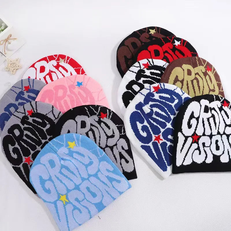 New  European and American popular acrylic material GR letter jacquard outdoor fashion knitted hat for men and women beanie hat