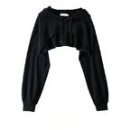 Hoodie Female Hoodie Personality Irregular Crop Ultra Short Style Long Sleeve Top Female Drop Shipping Sweatshirt Y2k Clothes - Matrix Studios