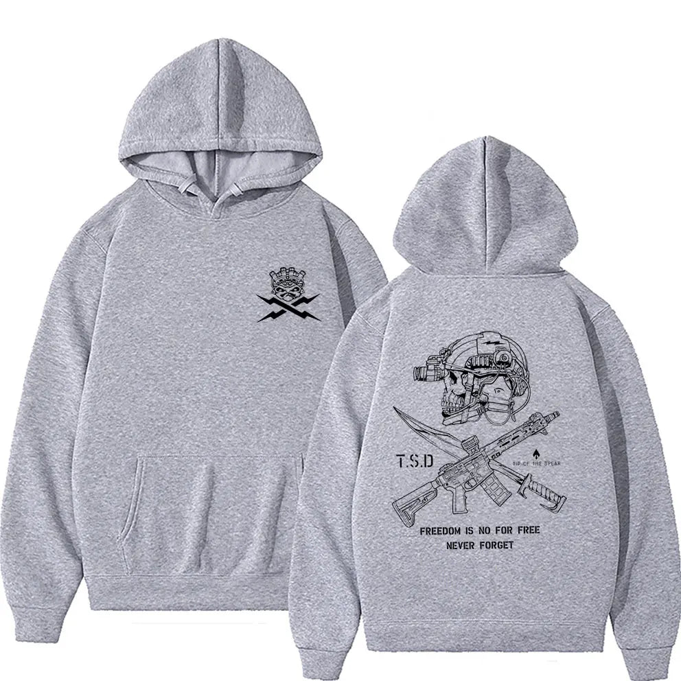 Tip of The Spear X-ray Sparta Tactical Skeleton Print Hoodie Men Women Fashion Oversized Pullover Hoodies Male Casual Tracksuit - Matrix Studios