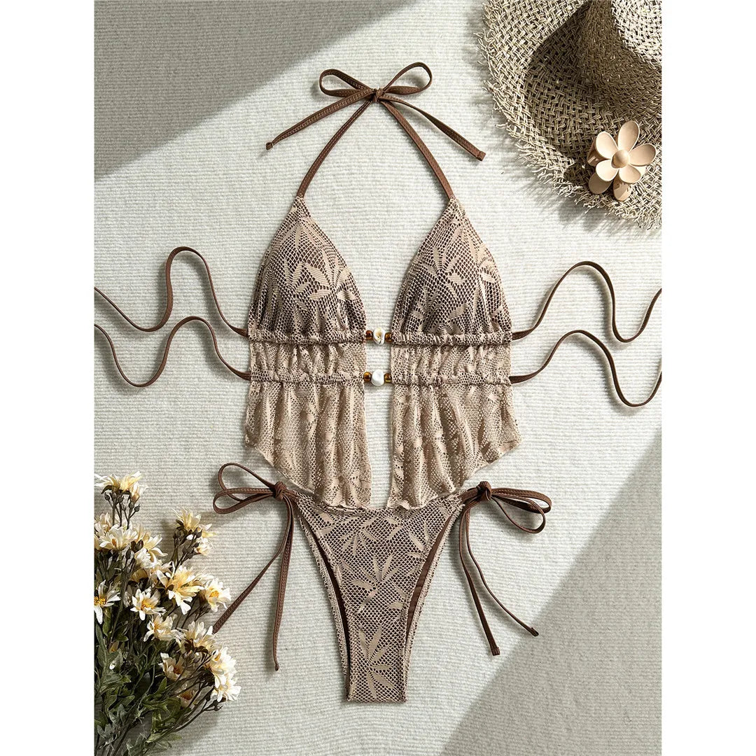 2026 Hollow Out Tankini Halter Bikini Female Swimsuit Women Swimwear Padded Bather Bathing Suit Swim Two-Pieces Bikini Set K8236 - Matrix-studios.com