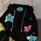 Y2K Oversized Coat Men's Personality Print Women's Hoodie Fashion Punk Harajuku Couple Zip Up Hoodie Tops Kawaii Clothes - Matrix Studios
