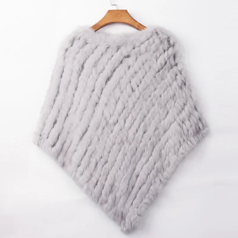 Women's Real Rabbit Fur Poncho Vest Natural Leather Winter Jacket Wrap Coat Shawl  Wedding Party Knitted Fur Vest Wholesale - Matrix Studios
