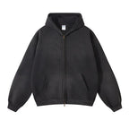 Men's Zip Up Hoodies Tie Dye Washed Double Oversize Cardigan Sweatshirt Loose Plus Plush Gradient Man Hooded Pullovers Winter - Matrix Studios