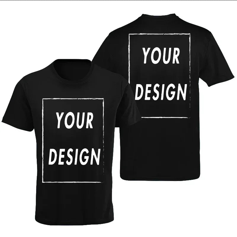 EU size 100% pure cotton custom T-shirt front and back team school uniform store logo text photo for men's personalized high-end - Matrix Studios