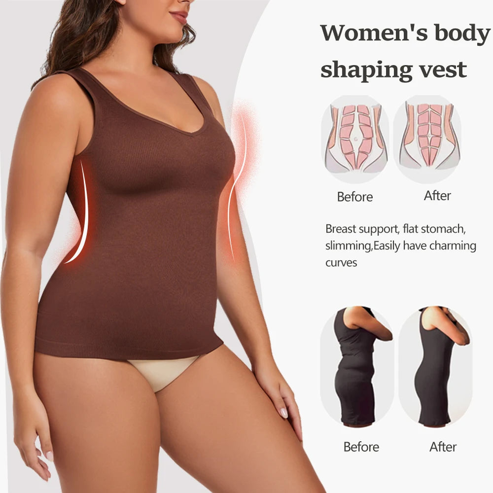 MISSMOLY Women V-neck Shapewear Camisole Tummy Control Body Shaper Slimming Underwear Compression Corset Bustier Tank Tops S-3XL - Matrix-studios.com