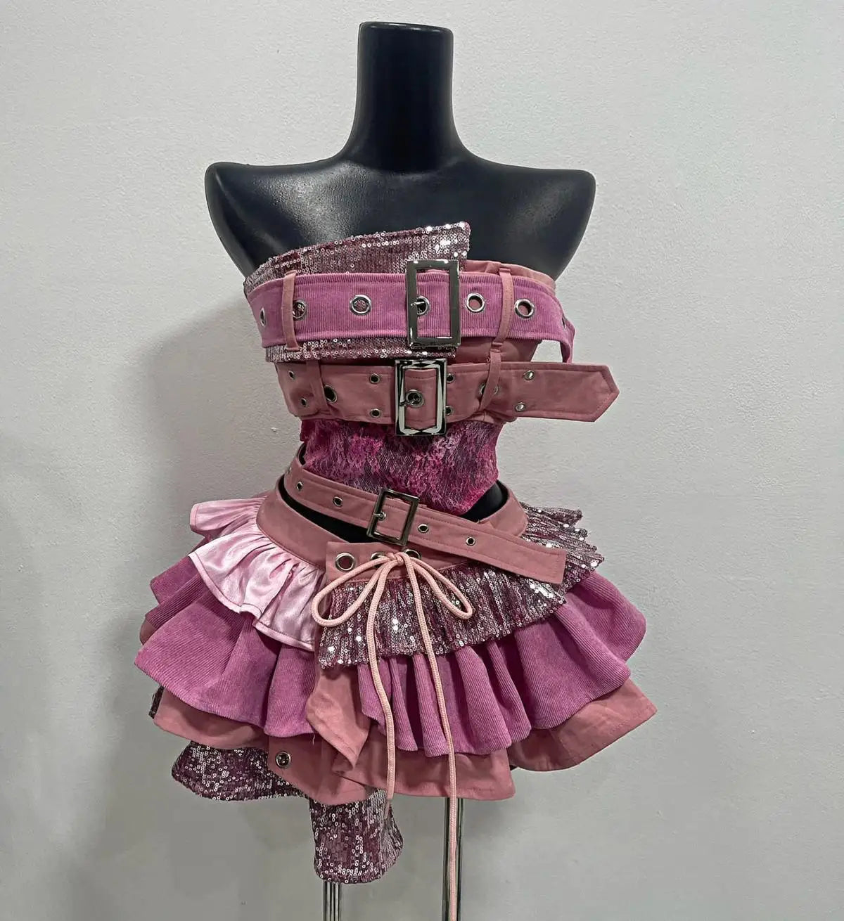Summer Vintage Elegant Y2K Woman 2 Piece Sets Punk Gothic Strapless Crop Tops +High Waist Ruffle Skirt Female Party Outfits 2025 - Matrix-studios.com