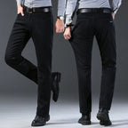 Men's classic high-end fashion versatile jeans, soft and slightly elastic black business denim pants, stylish upper body - Matrix Studios