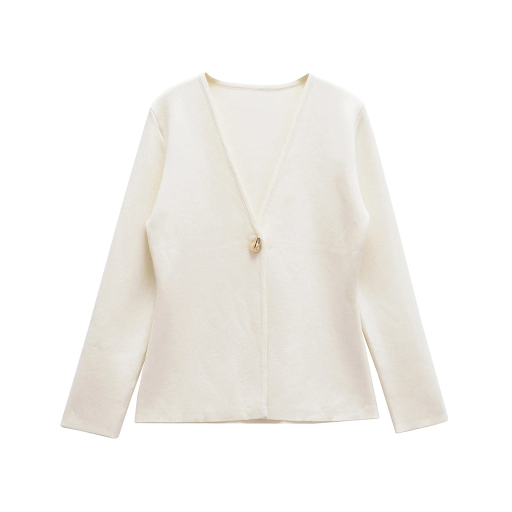 Spring Cardigan For Women Tops V-neck Knitted Cardigans Casual Simple Elegant Sweater Coat Outerwears Knitwear 4192005 - Matrix Studios