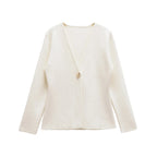 Spring Cardigan For Women Tops V-neck Knitted Cardigans Casual Simple Elegant Sweater Coat Outerwears Knitwear 4192005 - Matrix Studios