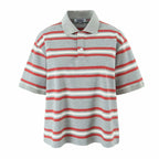 Summer Ladies Polo Shirts Woman Shorts Short Sleeve Brown Striped Vintage Clothes Polo Shirts Mujer Streetwear Crop Tops Casual - Matrix-studios.com