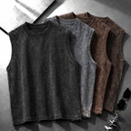 Men's Washed Sleeveless Tank Top 230G Heavyweight 100% Cotton Vintage Oversized Casual Summer Streetwear Shirt Vest - Matrix Studios