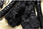 Winter New Slim Imitation Fox Fur Collar Fur Pu Leather Long Sleeve Medium And Long Fashion Street Splicing Thin Coat - Matrix Studios