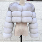 QUEENTINA Real Fox Fur Coat 30cm Women'S New Fashion Winter Leather And Skin White Clothing Natural New In Coats & Jackets - Matrix Studios