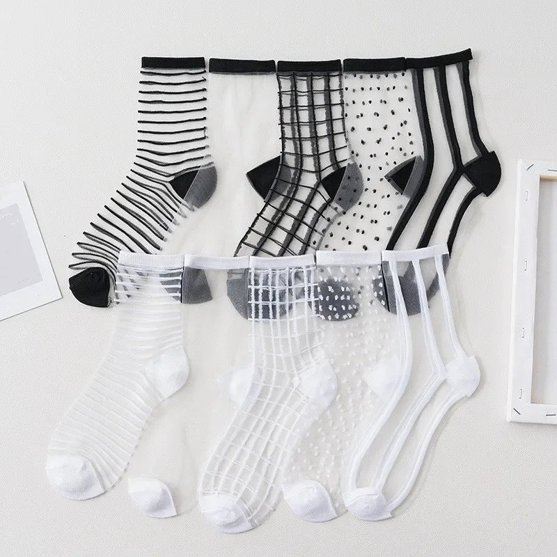 Summer Lace Mesh Transparent Women Socks Ultra-thin Breathable Women Girls Short Socks Harajuku Vintage Streetwear Crew Socks - Matrix Studios